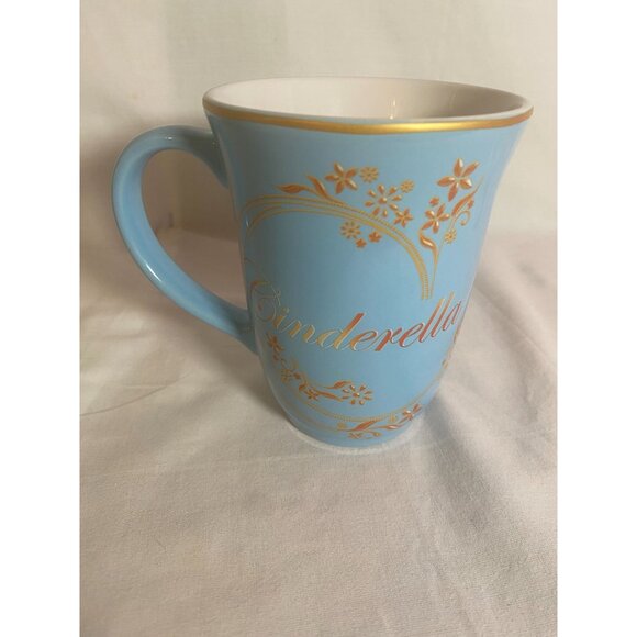 Vintage Disney  Cinderella Light Blue with Gold Flowers Mug - Picture 3 of 6